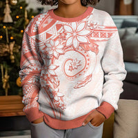 Polynesian Pattern With Plumeria Flowers Kid Ugly Christmas Sweater Orange Peach LT05 - Polynesian Pride