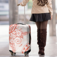 Polynesian Pattern With Plumeria Flowers Luggage Cover Orange Peach