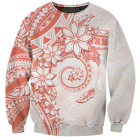 Polynesian Pattern With Plumeria Flowers Sweatshirt Orange Peach