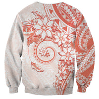 Polynesian Pattern With Plumeria Flowers Sweatshirt Orange Peach