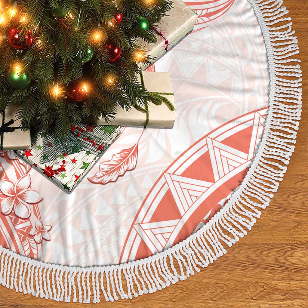 Polynesian Pattern With Plumeria Flowers Tree Skirt Orange Peach LT05 - Polynesian Pride
