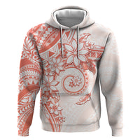Polynesian Pattern With Plumeria Flowers Zip Hoodie Orange Peach