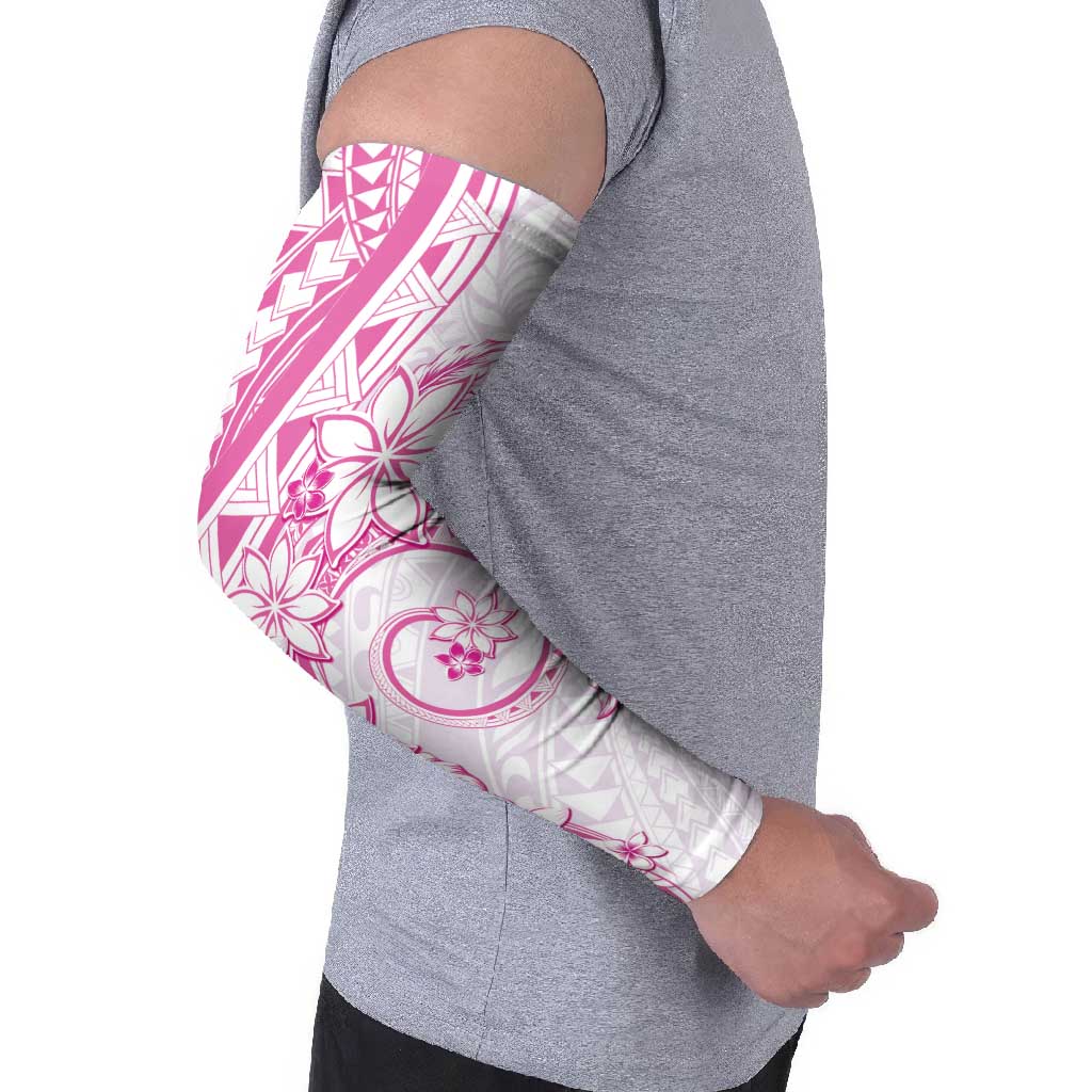 Polynesian Pattern With Plumeria Flowers Arm Sleeves Pink LT05 - Polynesian Pride