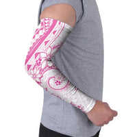 Polynesian Pattern With Plumeria Flowers Arm Sleeves Pink LT05 - Polynesian Pride
