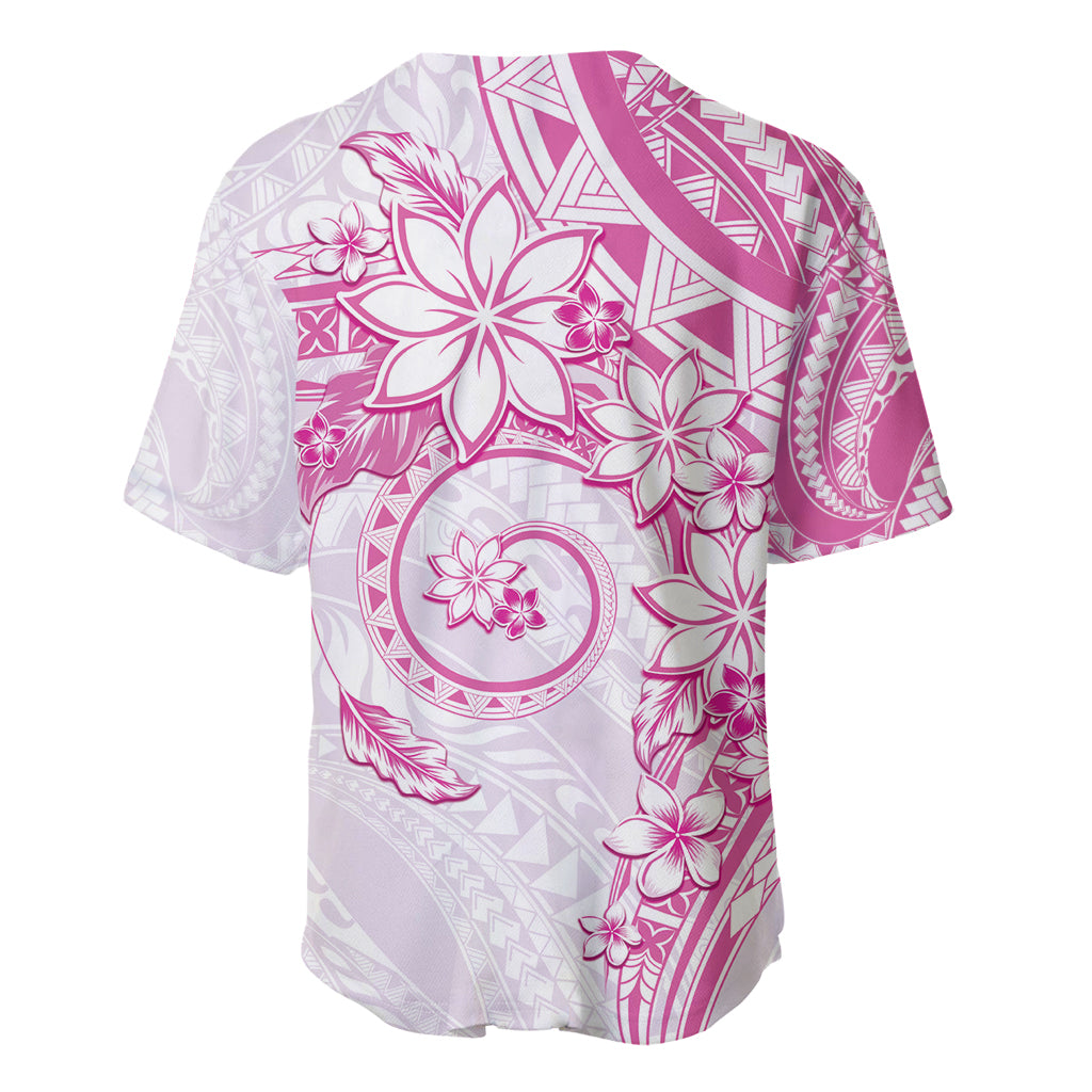 Polynesian Pattern With Plumeria Flowers Baseball Jersey Pink LT05 - Polynesian Pride