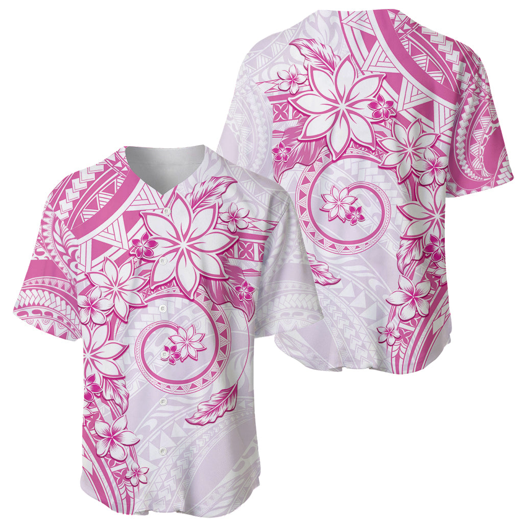 Polynesian Pattern With Plumeria Flowers Baseball Jersey Pink LT05 - Polynesian Pride