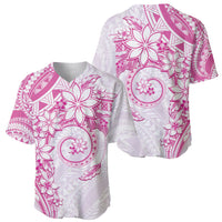 Polynesian Pattern With Plumeria Flowers Baseball Jersey Pink LT05 - Polynesian Pride