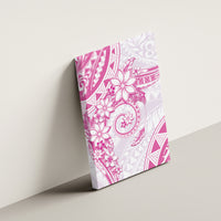 Polynesian Pattern With Plumeria Flowers Canvas Wall Art Pink