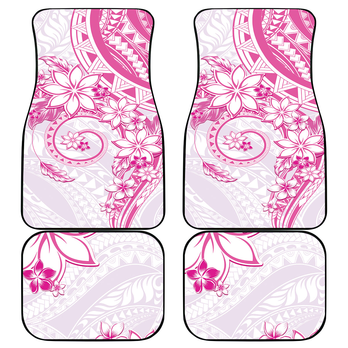 Polynesian Pattern With Plumeria Flowers Car Mats Pink