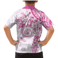 Polynesian Pattern With Plumeria Flowers Family Matching Mermaid Dress and Hawaiian Shirt Pink LT05 - Polynesian Pride