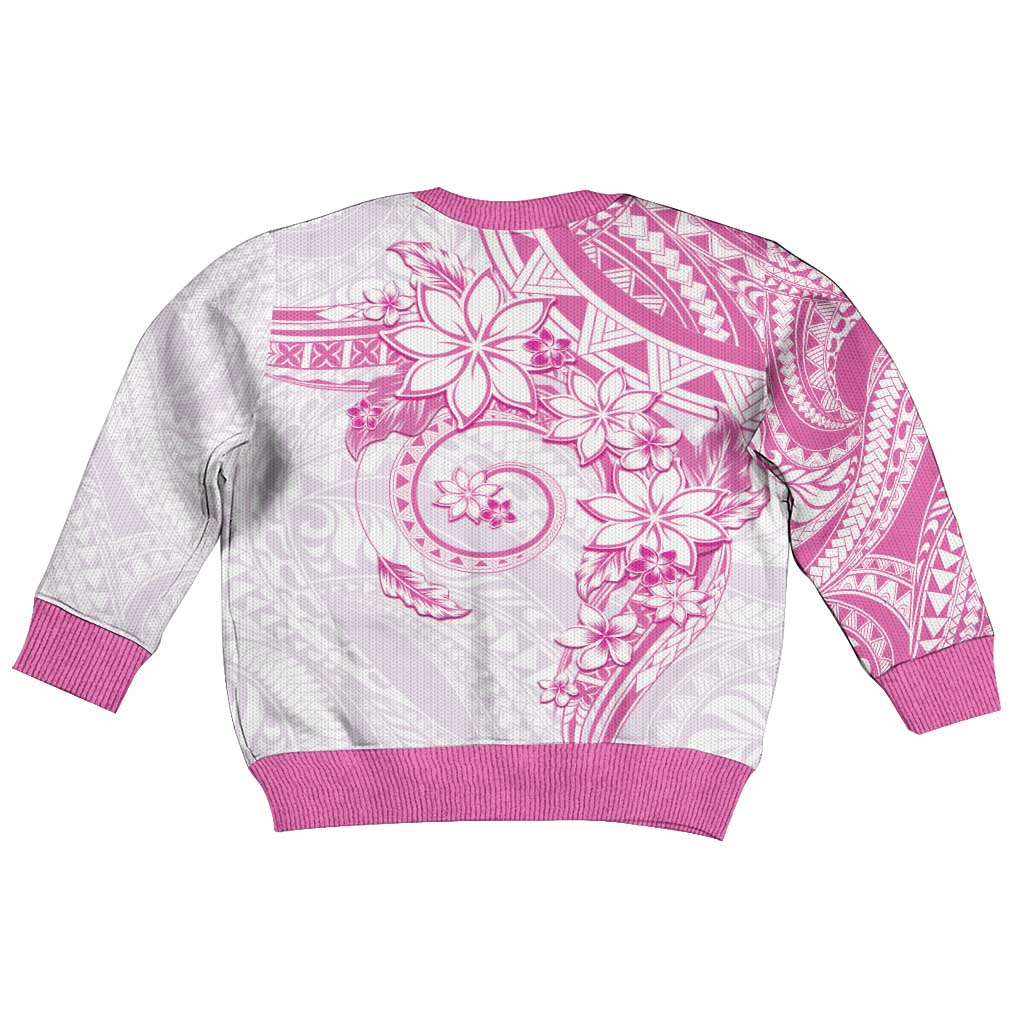 Polynesian Pattern With Plumeria Flowers Kid Ugly Christmas Sweater Pink LT05 - Polynesian Pride