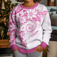 Polynesian Pattern With Plumeria Flowers Kid Ugly Christmas Sweater Pink LT05 - Polynesian Pride