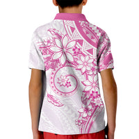 Polynesian Pattern With Plumeria Flowers Kid Polo Shirt Pink