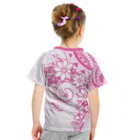 Polynesian Pattern With Plumeria Flowers Kid T Shirt Pink
