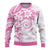 Polynesian Pattern With Plumeria Flowers Ugly Christmas Sweater Pink