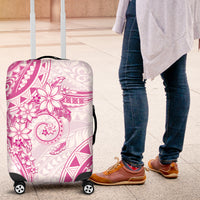 Polynesian Pattern With Plumeria Flowers Luggage Cover Pink