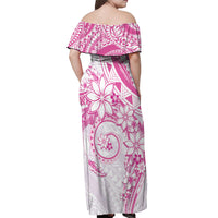 Polynesian Pattern With Plumeria Flowers Off Shoulder Maxi Dress Pink LT05 - Polynesian Pride
