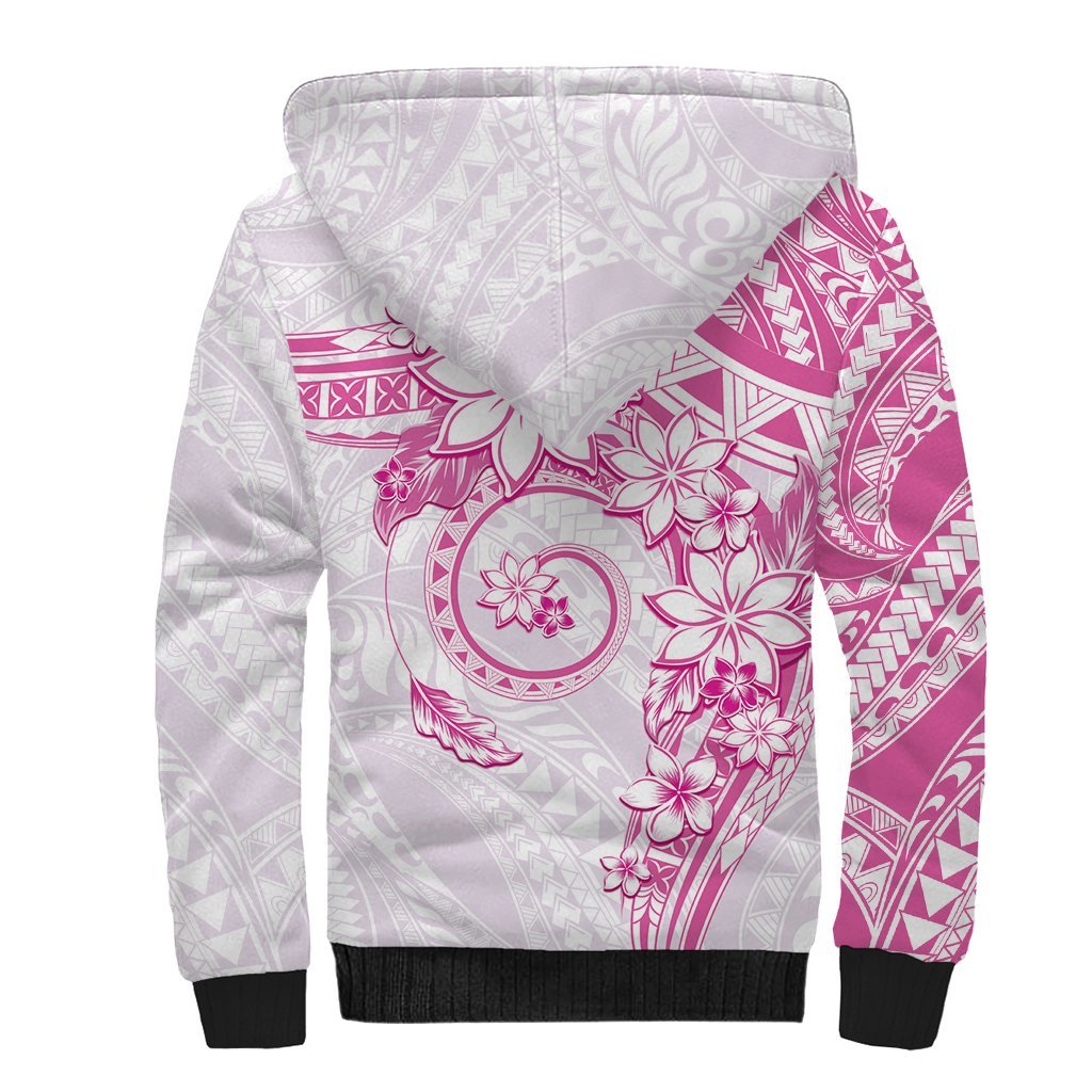 Polynesian Pattern With Plumeria Flowers Sherpa Hoodie Pink LT05 - Polynesian Pride