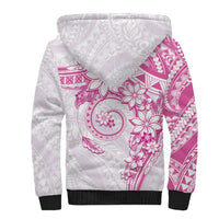 Polynesian Pattern With Plumeria Flowers Sherpa Hoodie Pink LT05 - Polynesian Pride