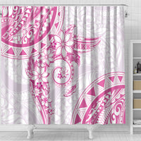 Polynesian Pattern With Plumeria Flowers Shower Curtain Pink