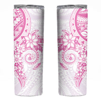 Pink Polynesian Pattern With Plumeria Flowers Skinny Tumbler