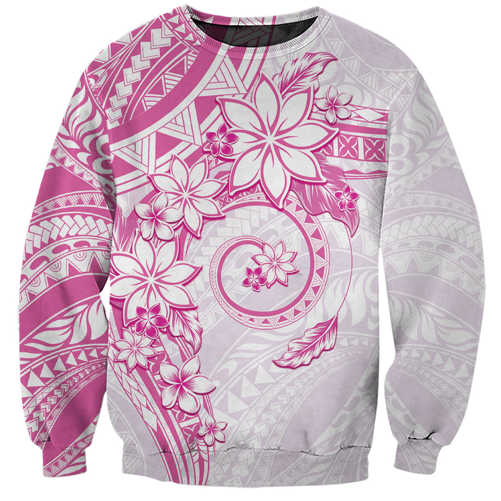 Polynesian Pattern With Plumeria Flowers Sweatshirt Pink