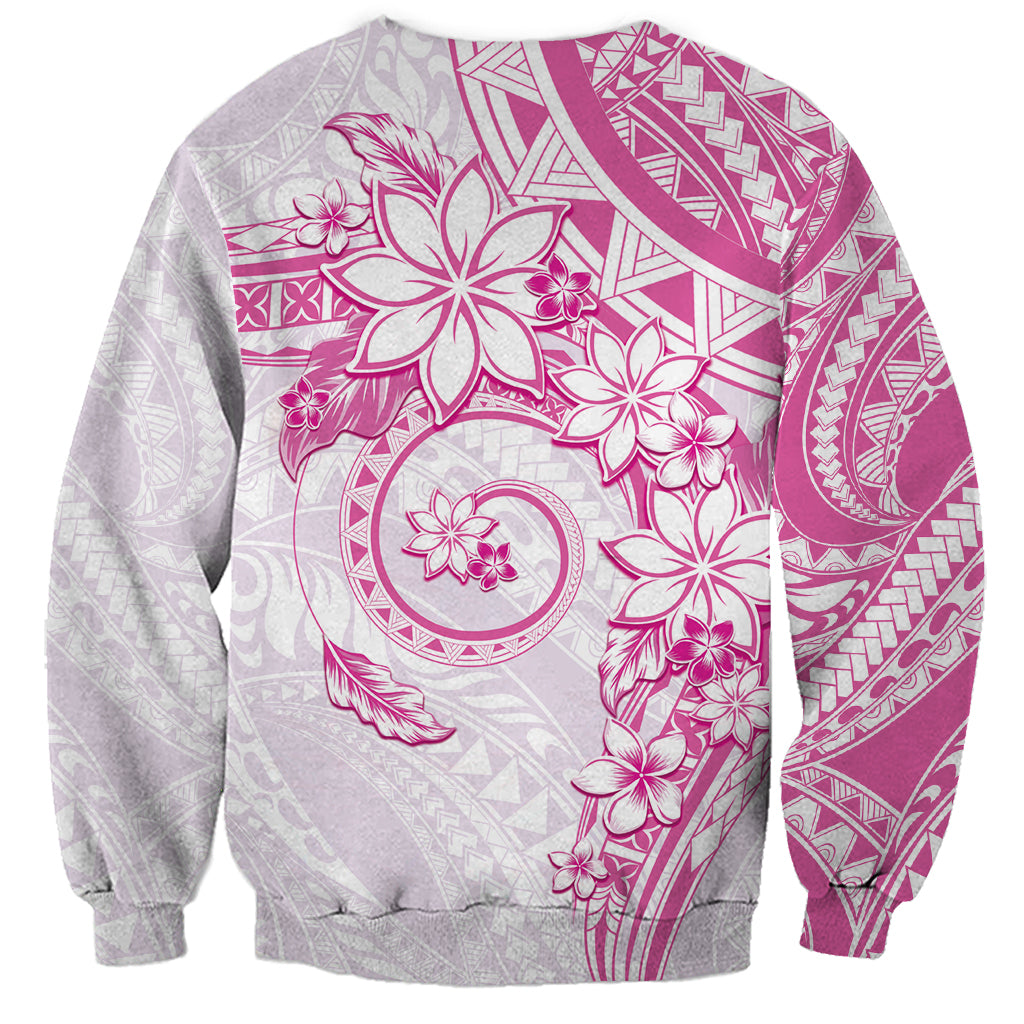 Polynesian Pattern With Plumeria Flowers Sweatshirt Pink