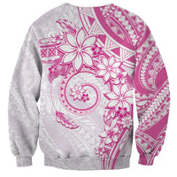 Polynesian Pattern With Plumeria Flowers Sweatshirt Pink