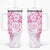 Pink Polynesian Pattern With Plumeria Flowers Tumbler With Handle