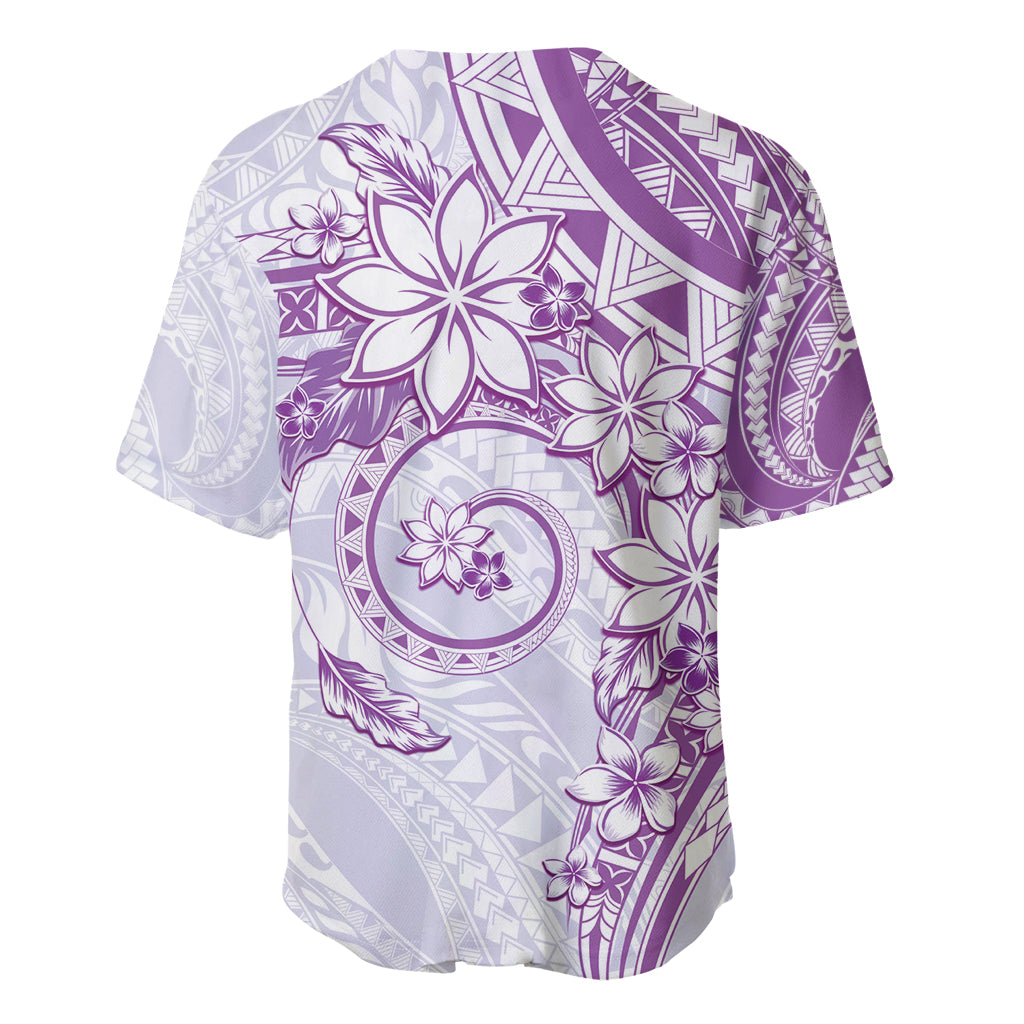 Polynesian Pattern With Plumeria Flowers Baseball Jersey Purple LT05 - Polynesian Pride