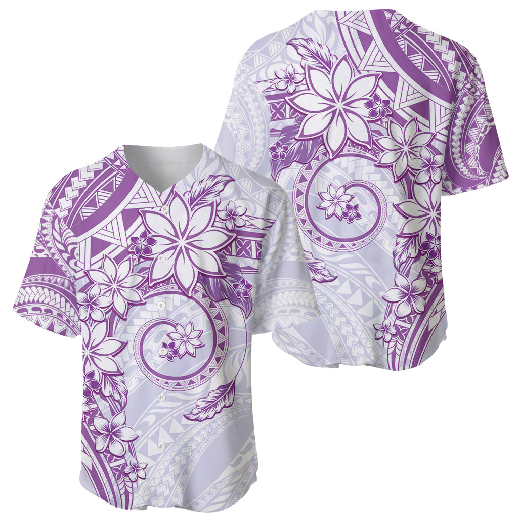 Polynesian Pattern With Plumeria Flowers Baseball Jersey Purple LT05 - Polynesian Pride