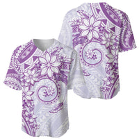 Polynesian Pattern With Plumeria Flowers Baseball Jersey Purple LT05 - Polynesian Pride