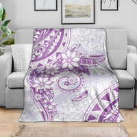 Polynesian Pattern With Plumeria Flowers Blanket Purple