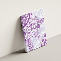 Polynesian Pattern With Plumeria Flowers Canvas Wall Art Purple