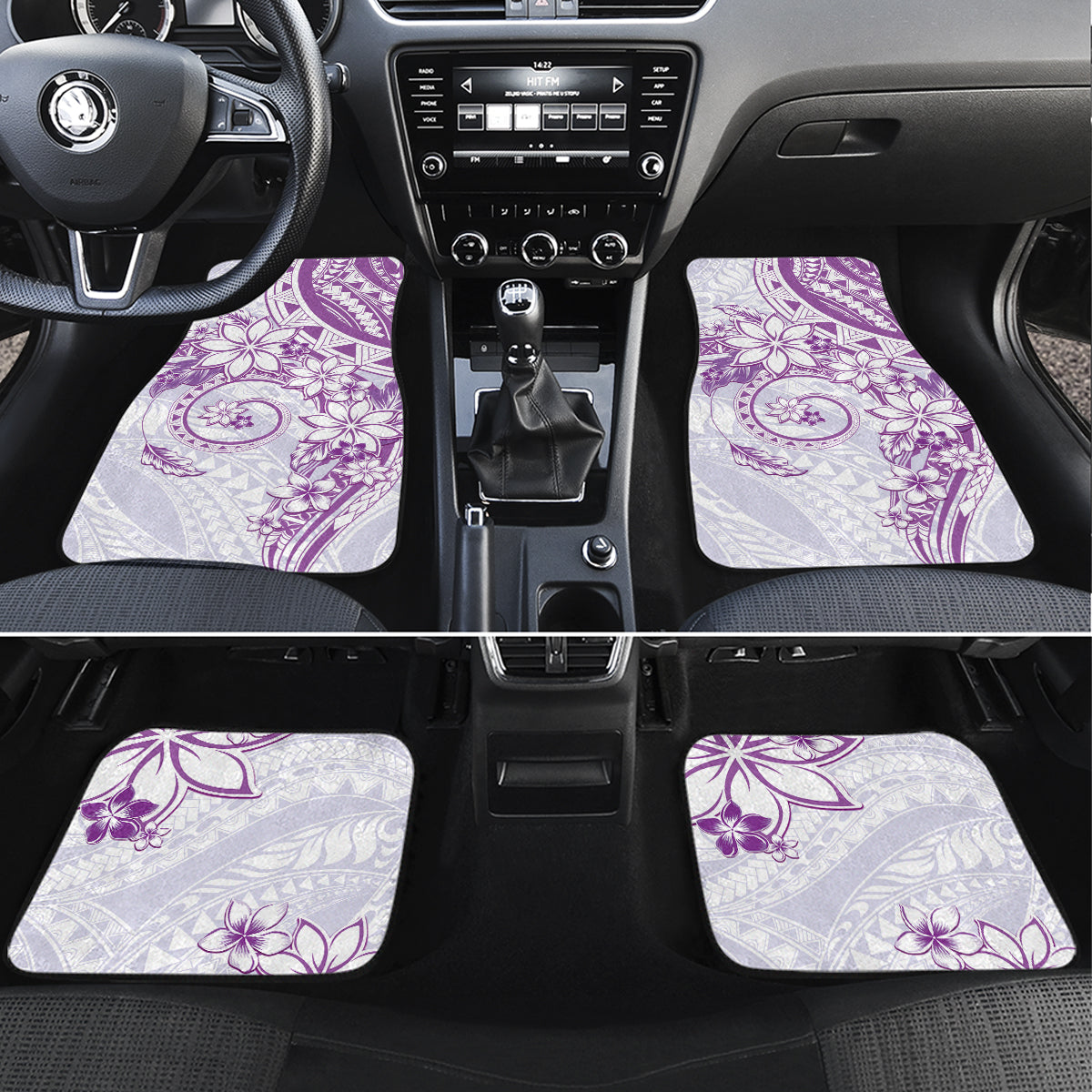 Polynesian Pattern With Plumeria Flowers Car Mats Purple