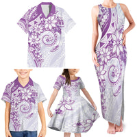 Polynesian Pattern With Plumeria Flowers Family Matching Tank Maxi Dress and Hawaiian Shirt Purple LT05 - Polynesian Pride