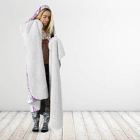 Polynesian Pattern With Plumeria Flowers Hooded Blanket Purple