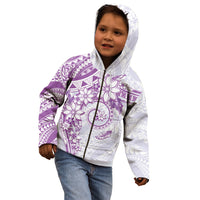 Polynesian Pattern With Plumeria Flowers Kid Hoodie Purple