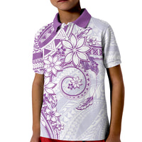 Polynesian Pattern With Plumeria Flowers Kid Polo Shirt Purple