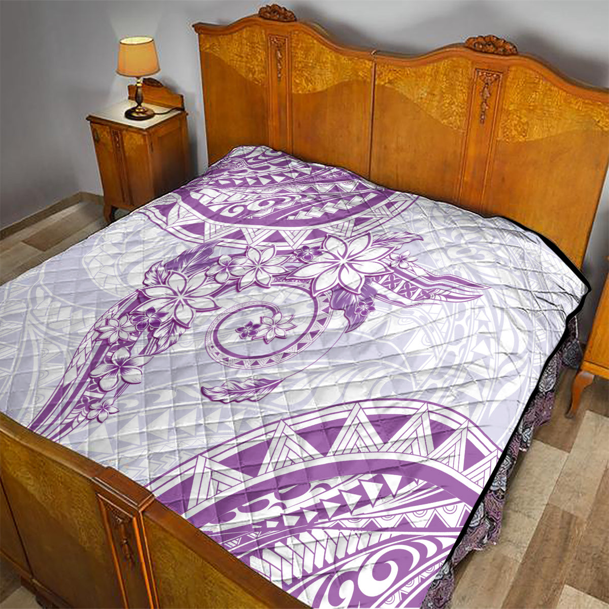 Polynesian Pattern With Plumeria Flowers Quilt Purple LT05 - Polynesian Pride