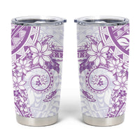Purple Polynesian Pattern With Plumeria Flowers Tumbler Cup