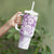 Purple Polynesian Pattern With Plumeria Flowers Tumbler With Handle