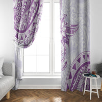 Polynesian Pattern With Plumeria Flowers Window Curtain Purple