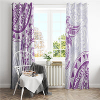 Polynesian Pattern With Plumeria Flowers Window Curtain Purple