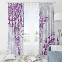 Polynesian Pattern With Plumeria Flowers Window Curtain Purple