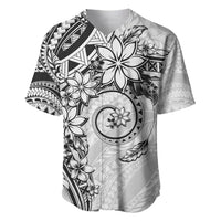Polynesian Pattern With Plumeria Flowers Baseball Jersey White LT05 White - Polynesian Pride