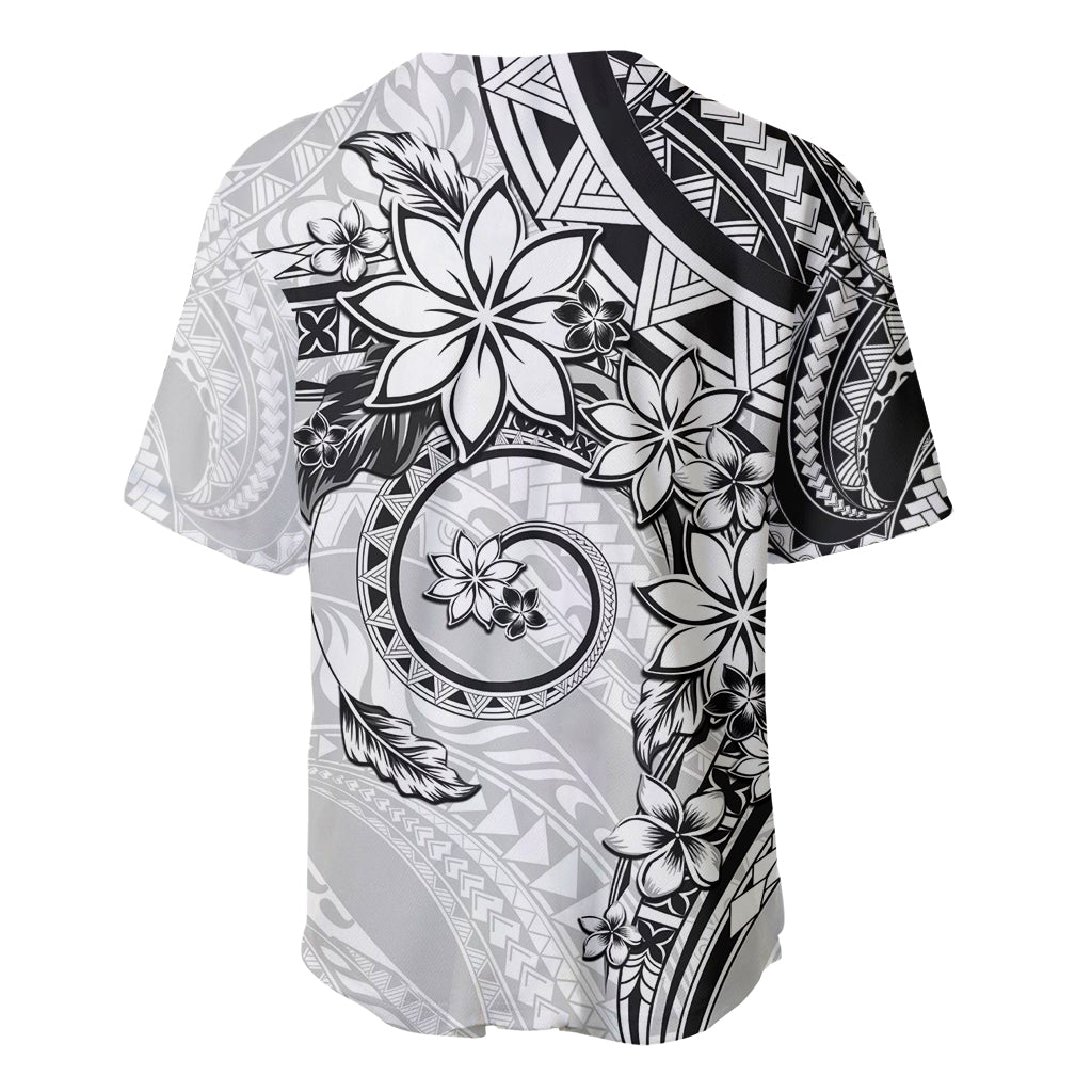 Polynesian Pattern With Plumeria Flowers Baseball Jersey White LT05 - Polynesian Pride