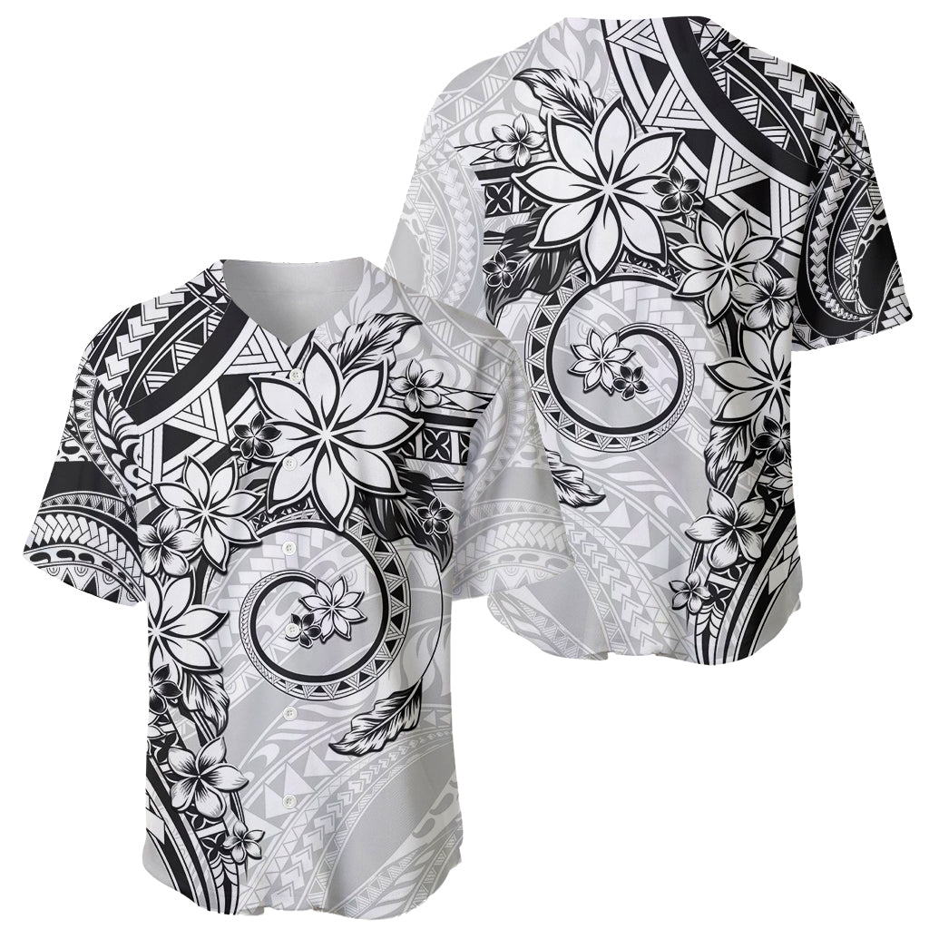 Polynesian Pattern With Plumeria Flowers Baseball Jersey White LT05 - Polynesian Pride