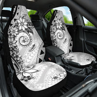 Polynesian Pattern With Plumeria Flowers Car Seat Cover White