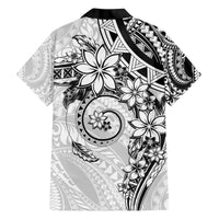 Polynesian Pattern With Plumeria Flowers Family Matching Off Shoulder Short Dress and Hawaiian Shirt White LT05 - Polynesian Pride